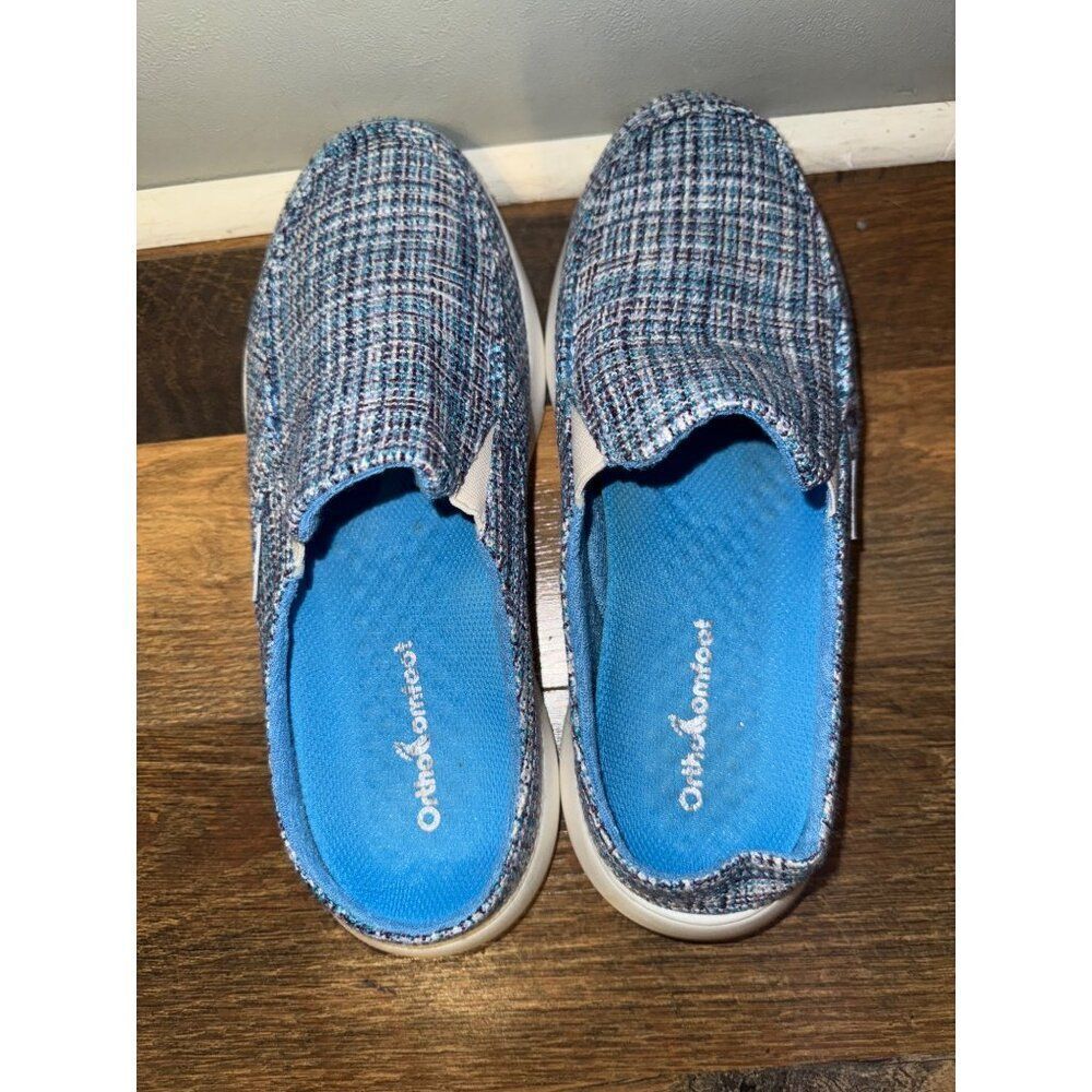 OrthoComfoot Slip-on Shoes With Arch Support in Blue, Multi-colored Woven Sz 10 - Picture 9 of 13